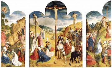 pieter cornelisz van der morsch Painting - Calvary Triptych Hugo van der Goes
